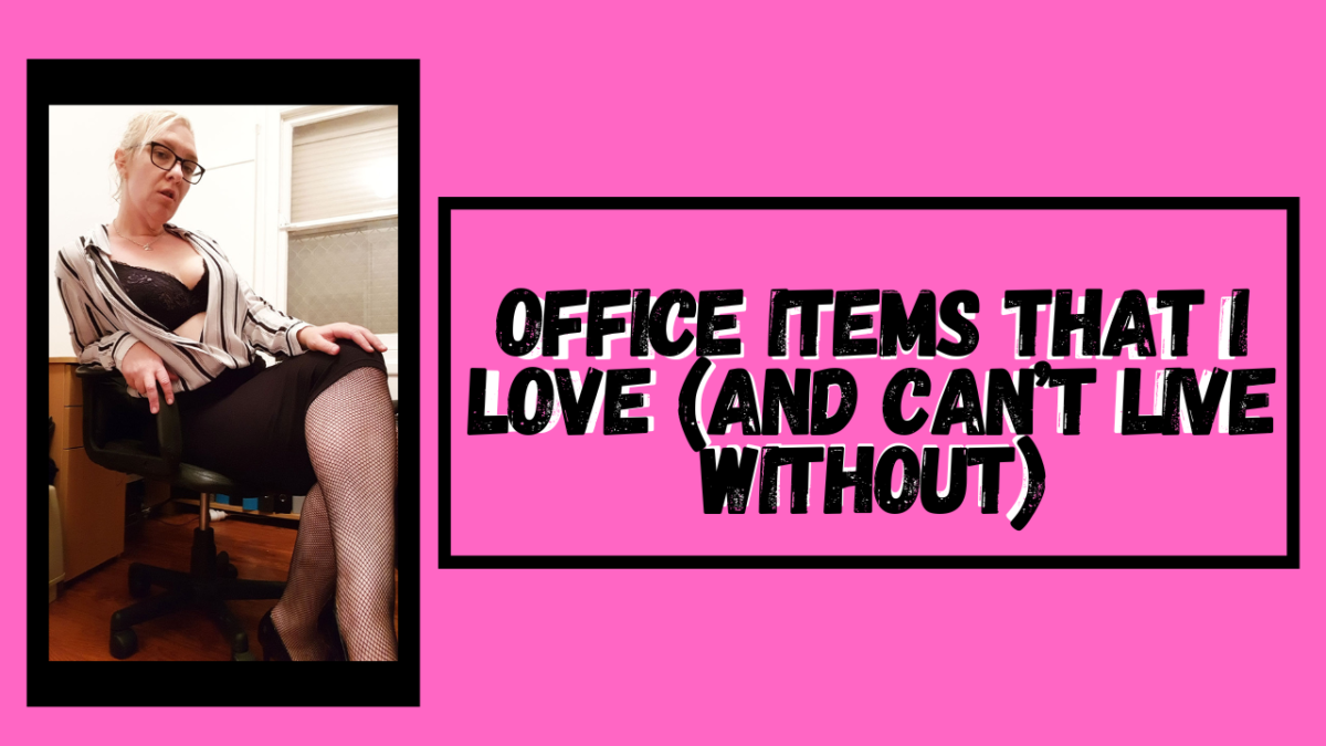 Office items that I love and can't live without blog post by rem sequence photo of rem sequence wearing office attire and stockings and high heels
